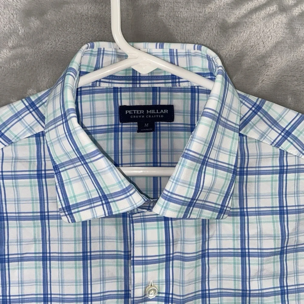 Peter Millar Shirt Mens Medium Crown Crafted Button Up Plaid Long Sleeve Casual